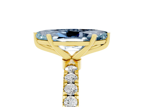 Yellow gold Marquise Cut Aquamarine Solitaire Ring with Pavé Accents and Four-Prong Setting_5