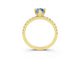 Yellow gold Marquise Cut Aquamarine Solitaire Ring with Pavé Band and Four-Prong Setting_27