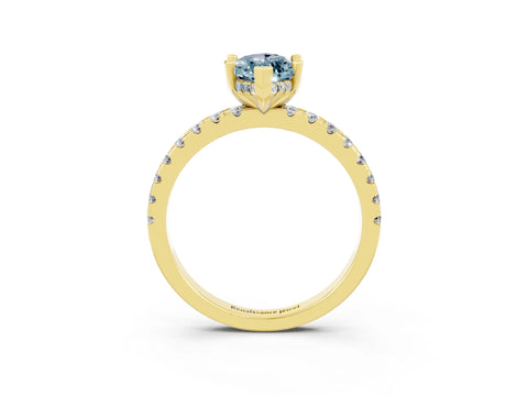 Yellow gold Marquise Cut Aquamarine Solitaire Ring with Pavé Band and Four-Prong Setting_27