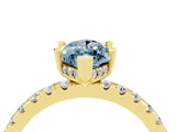 Yellow gold Marquise Cut Aquamarine Solitaire Ring with Pavé Band and Four-Prong Setting_28