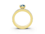 Yellow gold Marquise Cut Aquamarine Solitaire Ring with Pavé and Channel Set Band_3