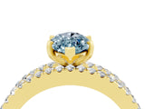 Yellow gold Marquise Cut Aquamarine Solitaire Ring with Pavé and Channel Set Band_4