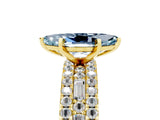 Yellow gold Marquise Cut Aquamarine Solitaire Ring with Pavé and Channel Set Band_5