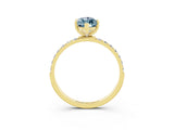Yellow gold Marquise Cut Aquamarine Solitaire Ring with Pave Band and Four Prong Setting_27