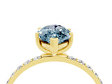 Yellow gold Marquise Cut Aquamarine Solitaire Ring with Pave Band and Four Prong Setting_28