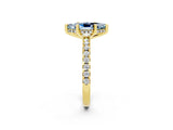 Yellow gold Marquise Cut Aquamarine Solitaire Ring with Round  Pavé Band and Four-Prong Setting_38