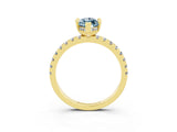 Yellow gold Marquise Cut Aquamarine Solitaire Ring with Round  Pavé Band and Four-Prong Setting_39