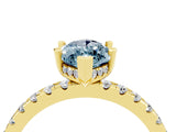 Yellow gold Marquise Cut Aquamarine Solitaire Ring with Round  Pavé Band and Four-Prong Setting_40