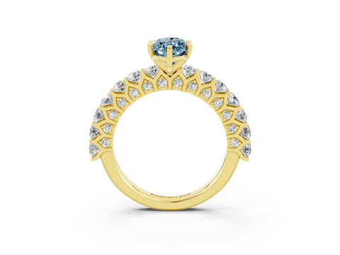 Yellow gold Marquise Cut Aquamarine Solitaire Ring with Shared Prong Pavé Band and Four-Prong Setting_3