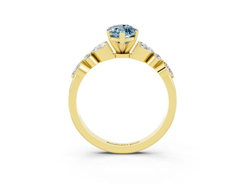 Yellow gold Marquise Cut Aquamarine Solitaire Ring with Side Stones and Four-Prong Setting_15