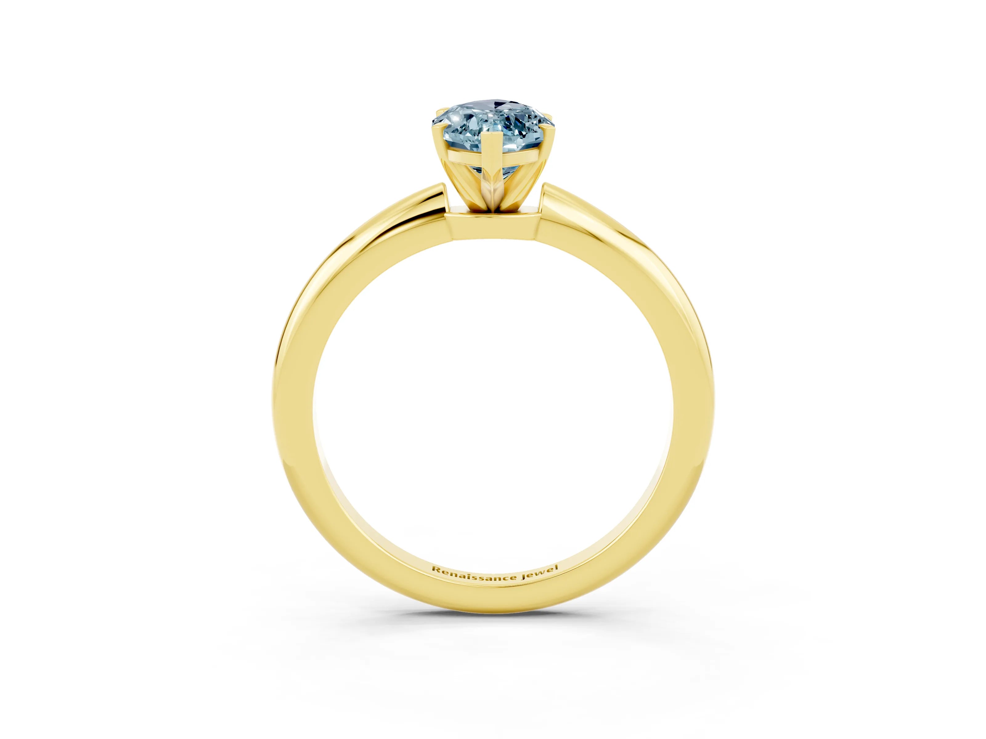 Yellow gold Marquise Cut Aquamarine Solitaire Ring with Six-Prong Setting and Classic Band_3