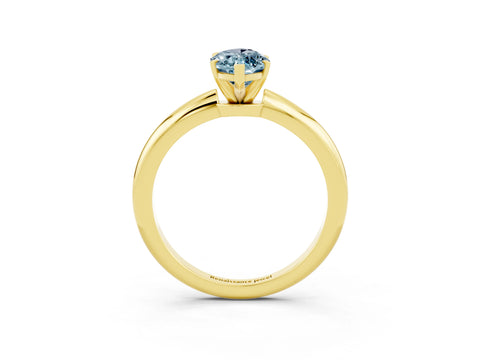 Yellow gold Marquise Cut Aquamarine Solitaire Ring with Six-Prong Setting and Classic Band_3