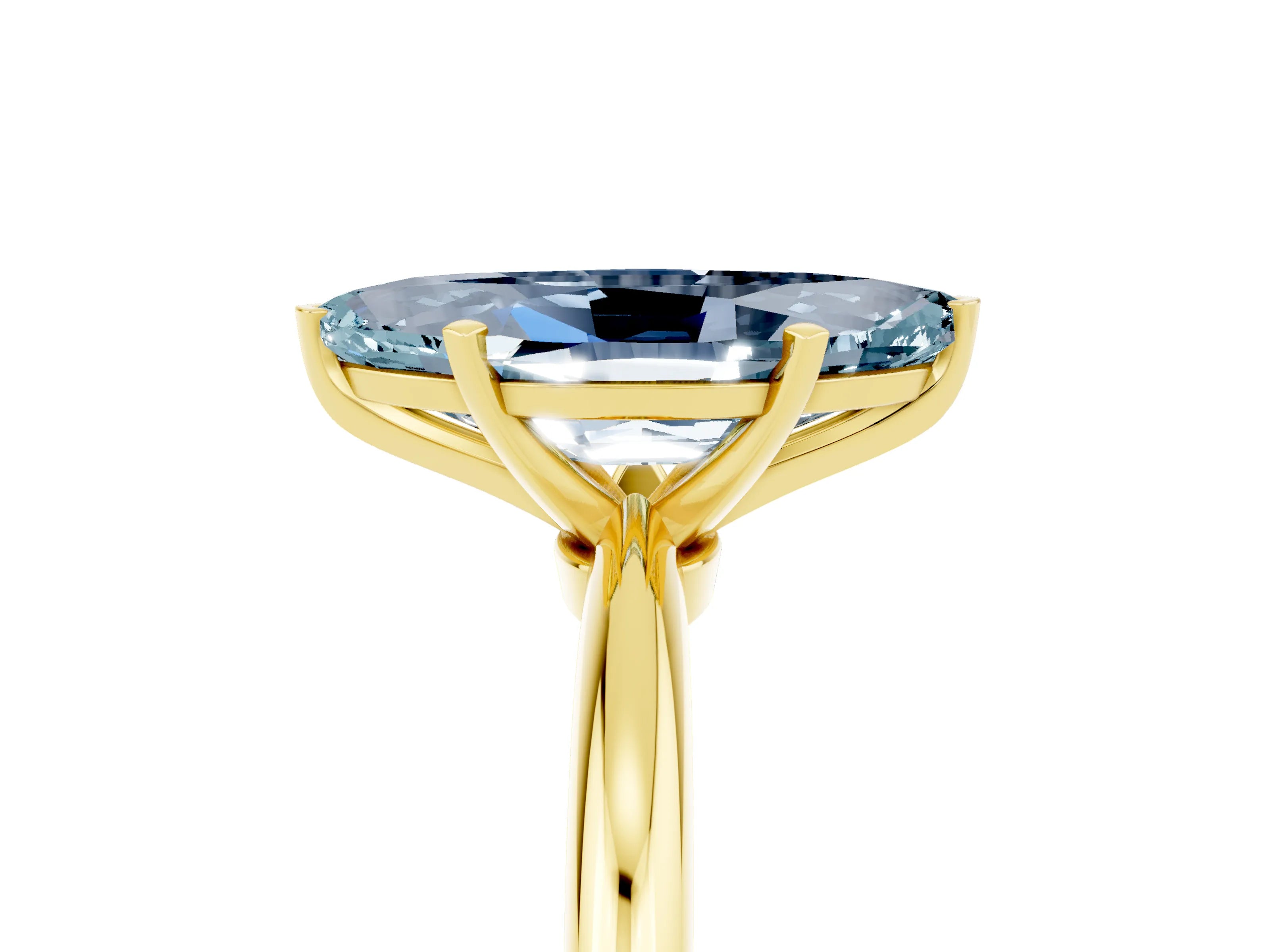 Yellow gold Marquise Cut Aquamarine Solitaire Ring with Six-Prong Setting and Classic Band_5