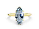 Yellow gold Marquise Cut Aquamarine Solitaire Ring with Thin Band and Four-Prong Setting_12