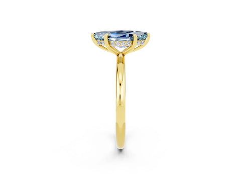 Yellow gold Marquise Cut Aquamarine Solitaire Ring with Thin Band and Four-Prong Setting_14