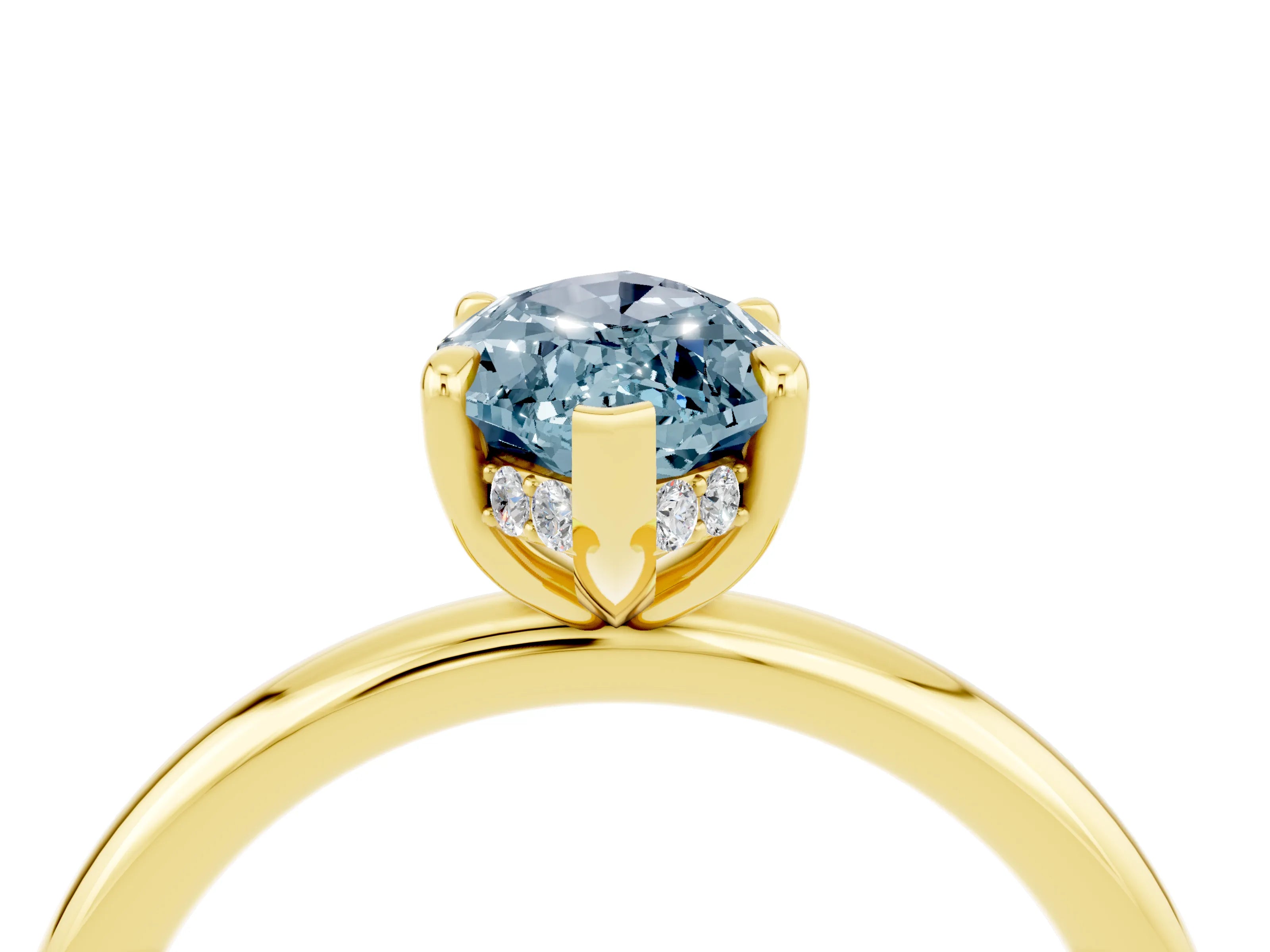 Yellow gold Marquise Cut Aquamarine Solitaire Ring with Thin Band and Four-Prong Setting_16