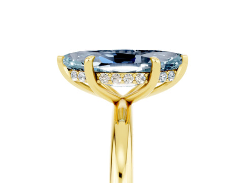 Yellow gold Marquise Cut Aquamarine Solitaire Ring with Thin Band and Four-Prong Setting_17