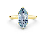 Yellow gold Marquise Cut Aquamarine Solitaire Ring with Thin Band and Prong Setting_12
