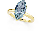 Yellow gold Marquise Cut Aquamarine Solitaire Ring with Thin Band and Prong Setting_13