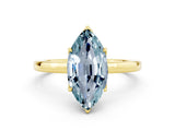 Yellow gold Marquise Cut Aquamarine Solitaire Ring with Thin Band and Prong Setting_24