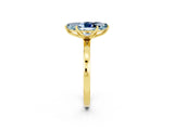 Yellow gold Marquise Cut Aquamarine Solitaire Ring with Thin Band and Prong Setting_26