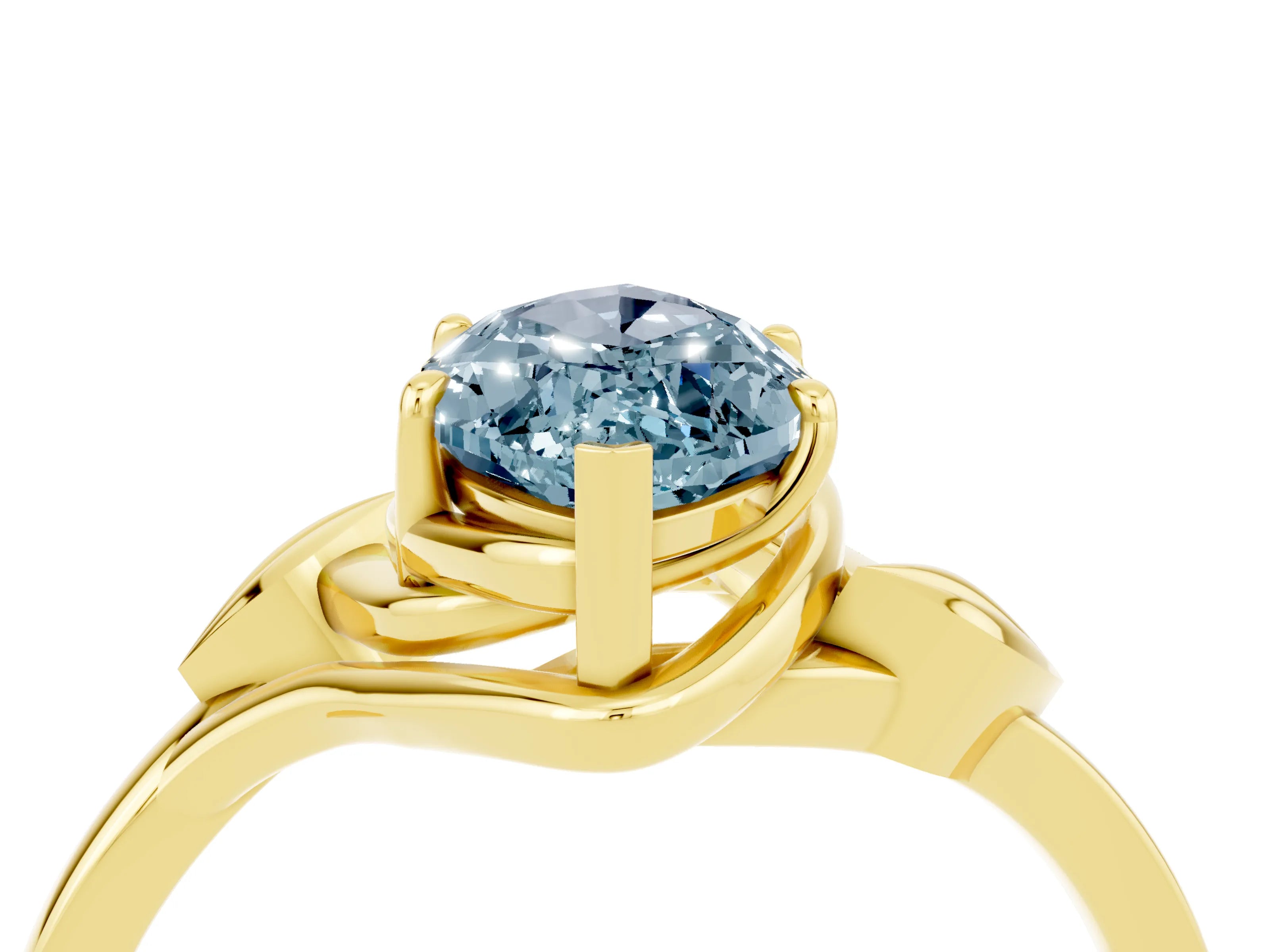 Yellow gold Marquise Cut Aquamarine Solitaire Ring with Twist Band and Four-Prong Setting_28