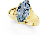Yellow gold Marquise Cut Aquamarine Solitaire Ring with Wide Band and Prong Setting_1