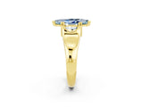 Yellow gold Marquise Cut Aquamarine Solitaire Ring with Wide Band and Prong Setting_2