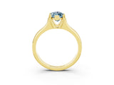 Yellow gold Marquise Cut Aquamarine Solitaire Ring with Wide Band and Prong Setting_3