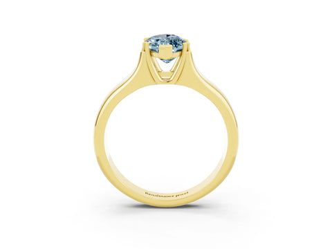 Yellow gold Marquise Cut Aquamarine Solitaire Ring with Wide Band and Prong Setting_3