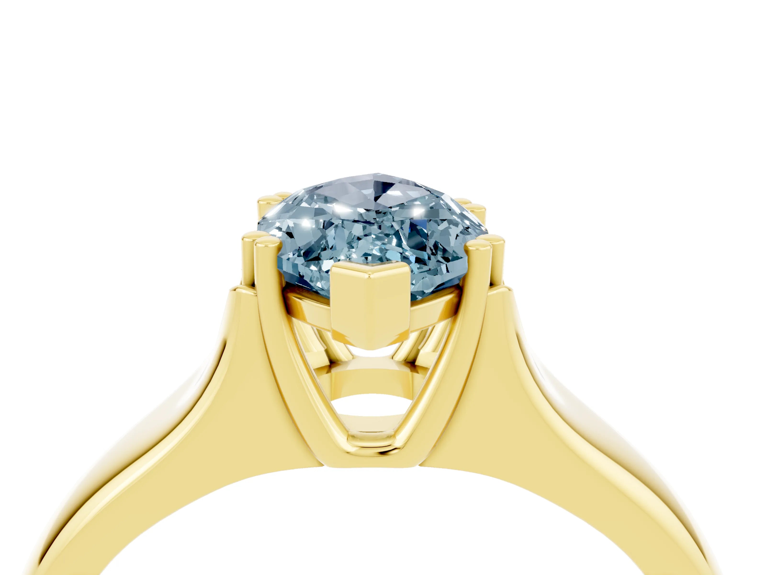 Yellow gold Marquise Cut Aquamarine Solitaire Ring with Wide Band and Prong Setting_4