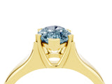 Yellow gold Marquise Cut Aquamarine Solitaire Ring with Wide Band and Prong Setting_4