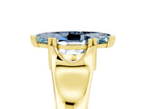 Yellow gold Marquise Cut Aquamarine Solitaire Ring with Wide Band and Prong Setting_5
