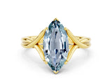 Yellow gold Marquise Cut Aquamarine Solitaire Twist Band Prong Setting Ring_36
