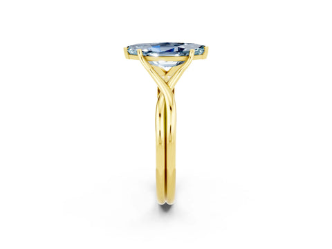 Yellow gold Marquise Cut Aquamarine Solitaire Twist Band Prong Setting Ring_38