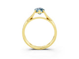 Yellow gold Marquise Cut Aquamarine Solitaire Twist Band Prong Setting Ring_39