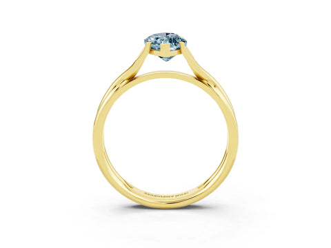 Yellow gold Marquise Cut Aquamarine Solitaire Twist Band Prong Setting Ring_39
