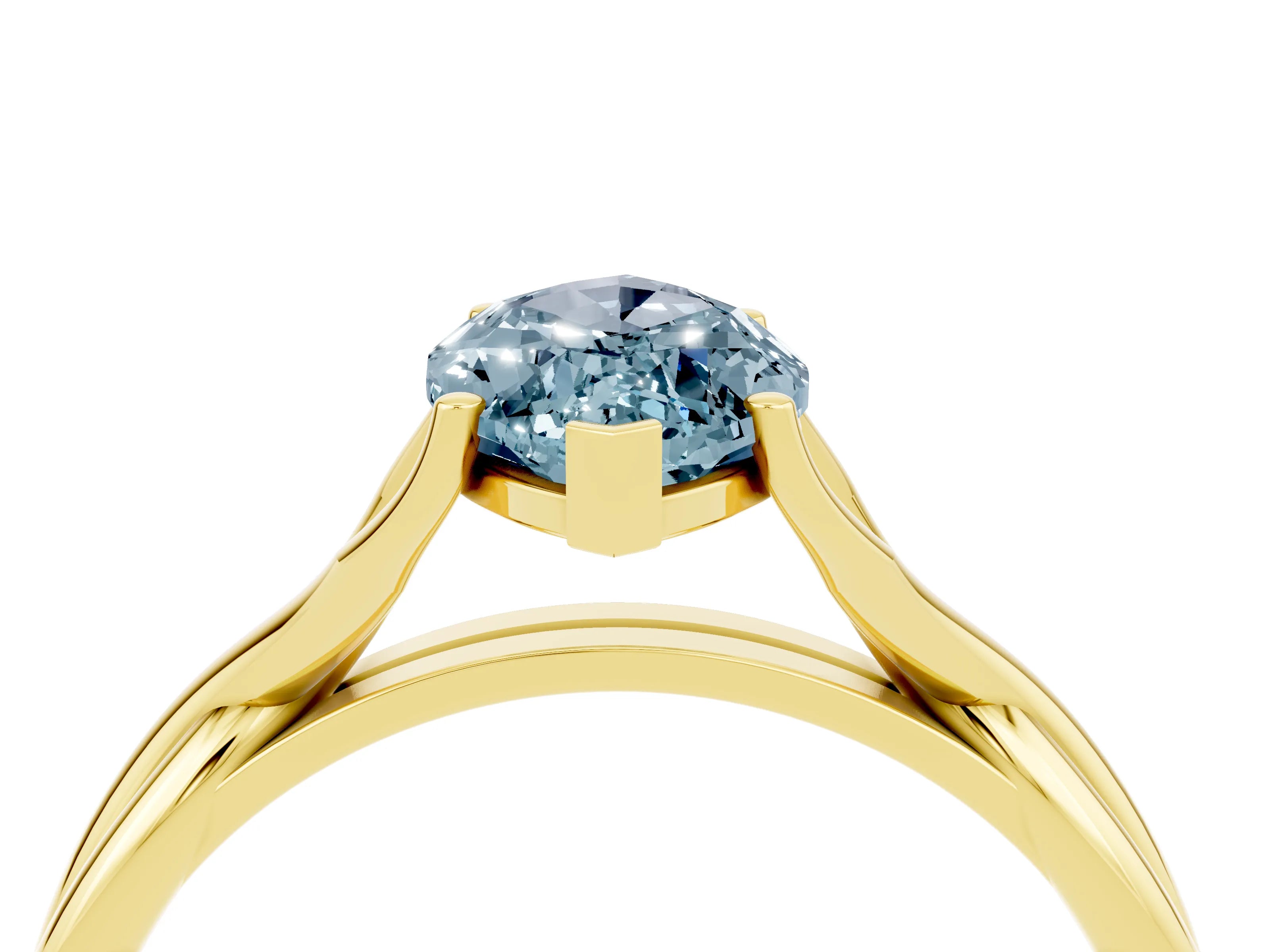 Yellow gold Marquise Cut Aquamarine Solitaire Twist Band Prong Setting Ring_40