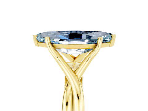 Yellow gold Marquise Cut Aquamarine Solitaire Twist Band Prong Setting Ring_41