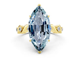 Yellow gold Marquise Cut Aquamarine Solitaire Twisted Band with Round  Accents and Prong Setting_12