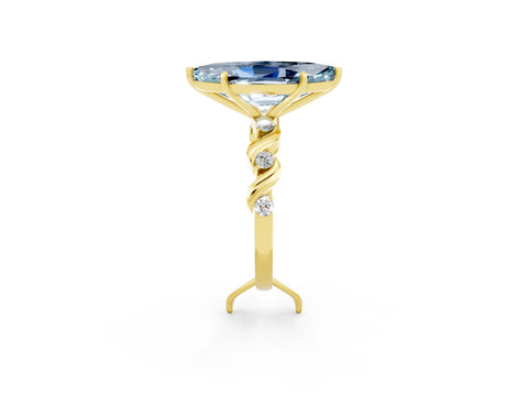 Yellow gold Marquise Cut Aquamarine Solitaire Twisted Band with Round  Accents and Prong Setting_14
