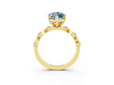 Yellow gold Marquise Cut Aquamarine Solitaire Twisted Band with Round  Accents and Prong Setting_15