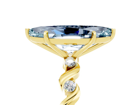 Yellow gold Marquise Cut Aquamarine Solitaire Twisted Band with Round  Accents and Prong Setting_17