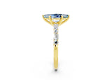 Yellow gold Marquise Cut Aquamarine Solitaire with Side Baguettes and Channel Set Band_2
