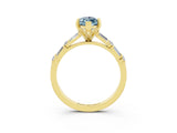 Yellow gold Marquise Cut Aquamarine Solitaire with Side Baguettes and Channel Set Band_3