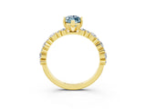 Yellow gold Marquise Cut Aquamarine Solitaire with Side Stones, Pave Band, Four-Prong Setting_39