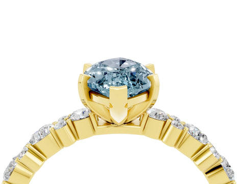 Yellow gold Marquise Cut Aquamarine Solitaire with Side Stones, Pave Band, Four-Prong Setting_40