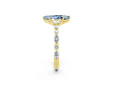 Yellow gold Marquise Cut Aquamarine Solitaire with Side Stones on a Pavé Band and Four-Prong Setting_2