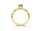 Yellow gold Marquise Cut Aquamarine Solitaire with Side Stones on a Pavé Band and Four-Prong Setting_3