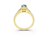 Yellow gold Marquise Cut Aquamarine Split Shank Engagement Ring with Pavé Band_3